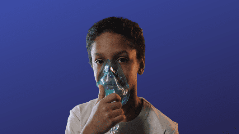 Oxygen for India Child taking medical oxygen