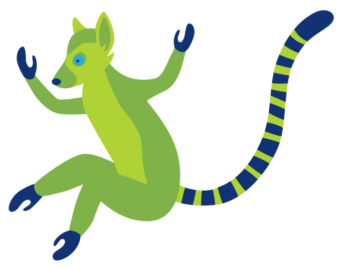 Leaping Lemur in OHT colors (greens and blue)