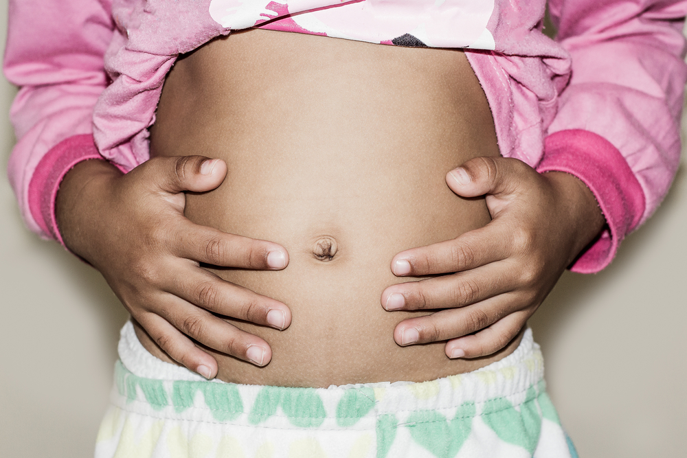 Malnourished child's belly