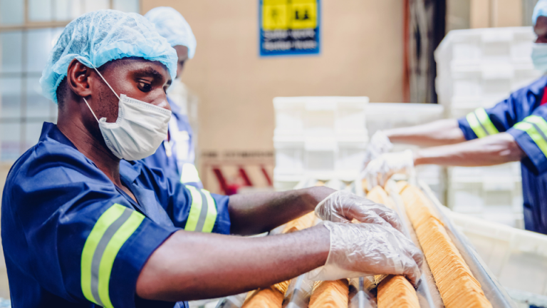 Man in food processing plant