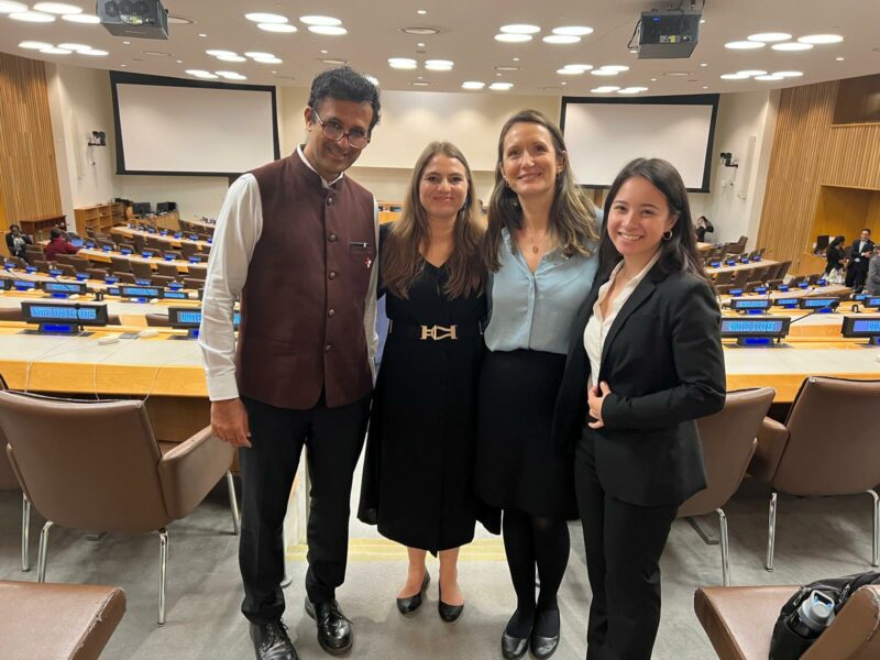 The One Health Trust delegation at the UNGA High-level meeting on AMR: Dr. Ramanan Laxminarayan, Dr. Samantha Serrano, Dr. Erta Kalanxhi, and Isabella Impalli 