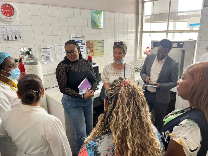 lab technicians at the microbiology laboratory of David Bernardino pediatric hospital in Luanda