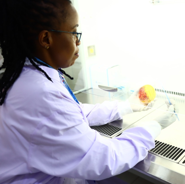 Woman running bacteriological testing in KEMRI lab