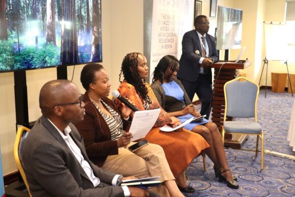 Panelists discussing the role of vaccination, community engagement, and cross-sector collaboration in addressing AMR GARP-Kenya policy brief launch