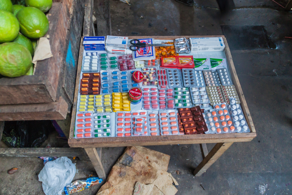 Informal antibiotic sales in street in Peru