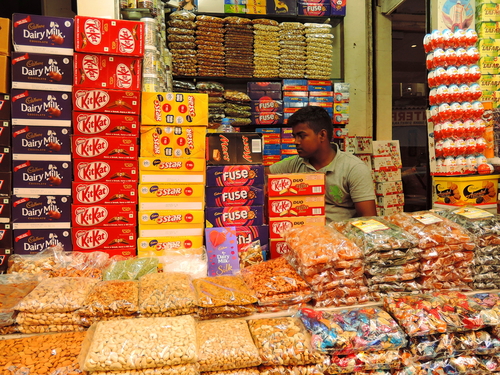 A storefront with industrialized seets in India